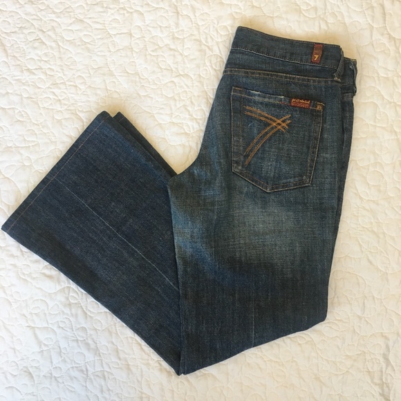 7 For All Mankind Dark Blue Flare Jeans - Picture 1 of 6